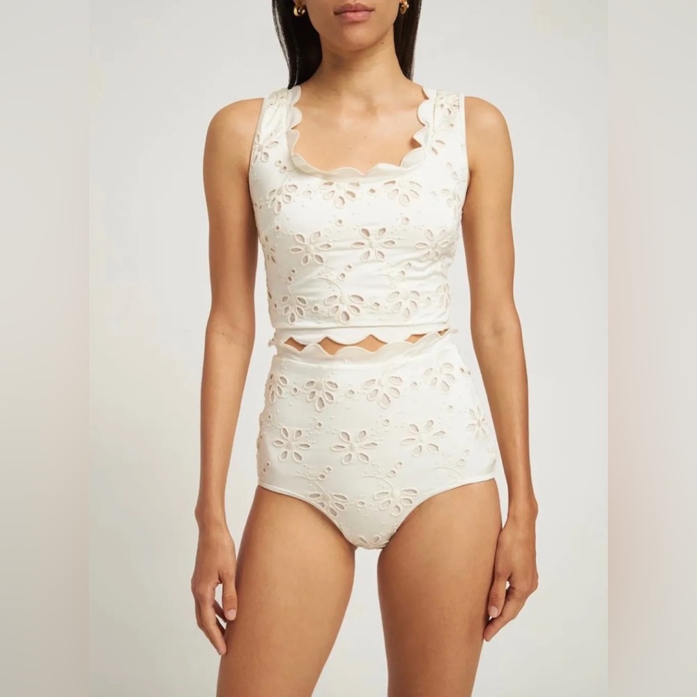 Elegant White Floral Bikini Set